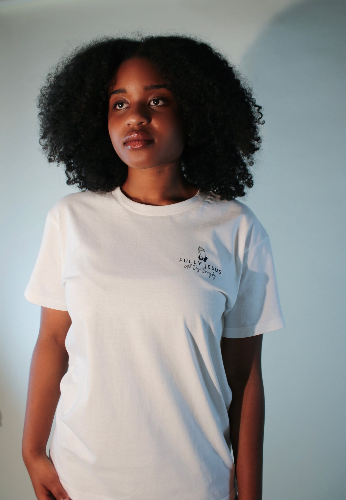 White Fully Jesus T-shirt (Small Logo)