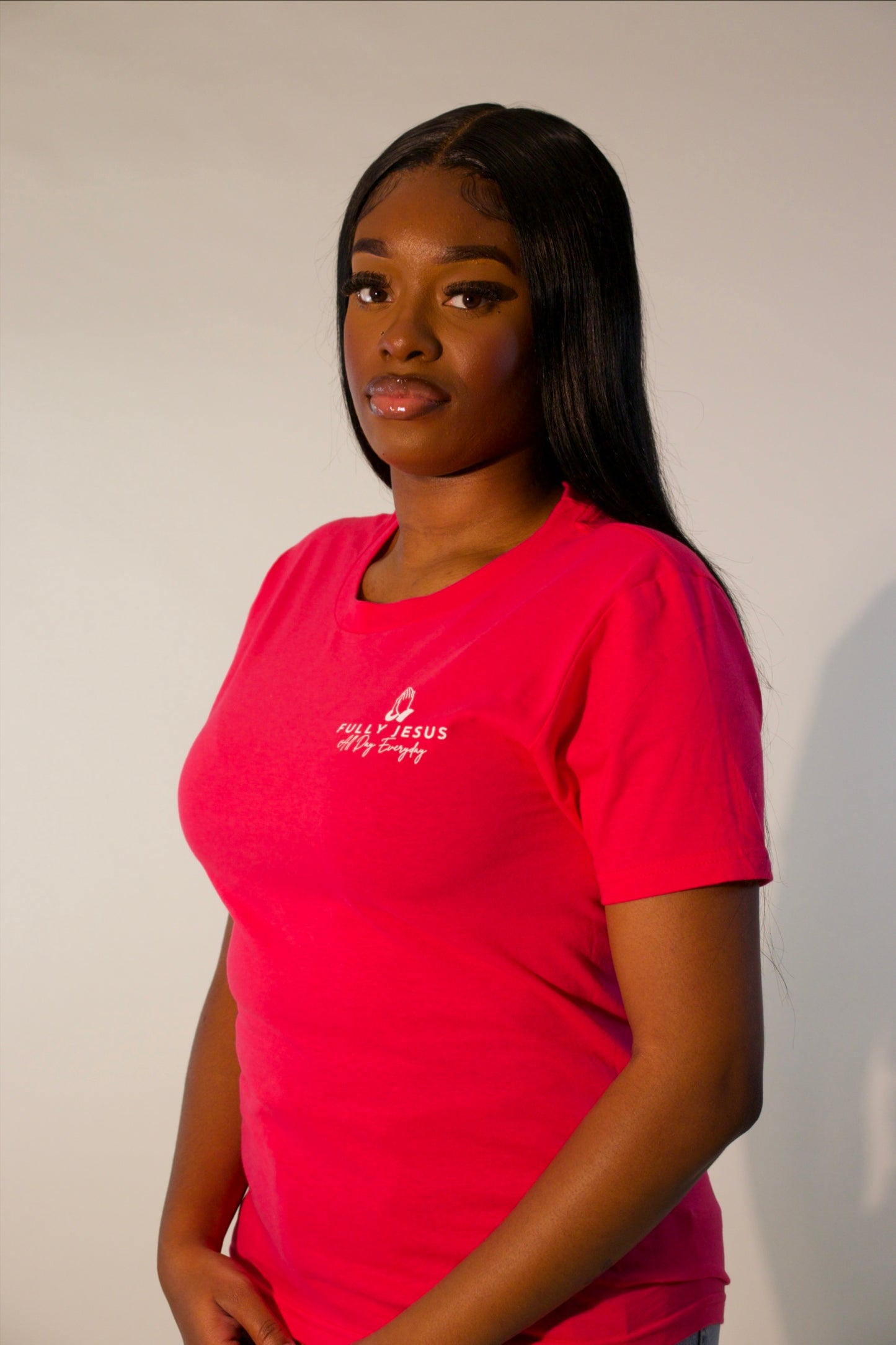 “Virtuous Women” Pink Fully Jesus T-shirt (Small Logo)